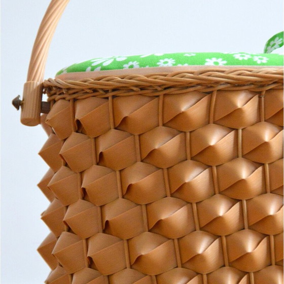 Image 1 of Vintage-Nähkästchen aus Holz und Rattan, 1960