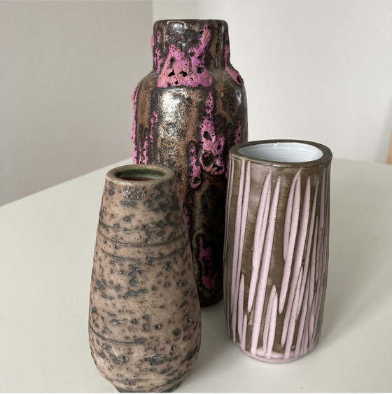 Image 1 of Vintage Dutch Keramik Vase Strukturiert, Handgemacht, 50S/60S