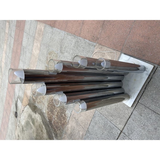Image 1 of Vintage-Lampe aus rostfreiem Stahl und Marmor 1975