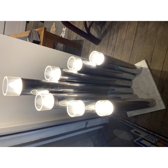 Image 1 of Vintage-Lampe aus rostfreiem Stahl und Marmor 1975