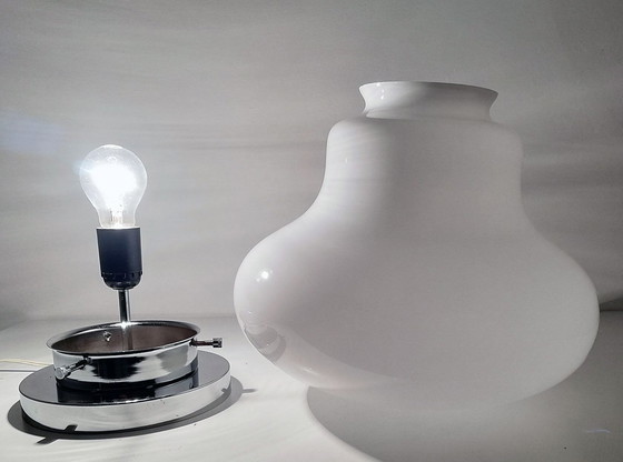 Image 1 of Große Vintage Tischlampe - Stahl & Glas - Murano - Xl - Space Age - 1970