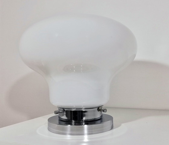 Image 1 of Große Vintage Tischlampe - Stahl & Glas - Murano - Xl - Space Age - 1970