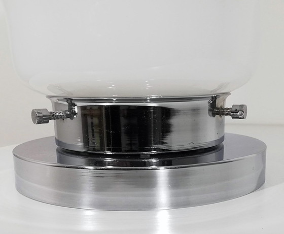 Image 1 of Große Vintage Tischlampe - Stahl & Glas - Murano - Xl - Space Age - 1970