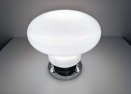 Image 1 of Große Vintage Tischlampe - Stahl & Glas - Murano - Xl - Space Age - 1970