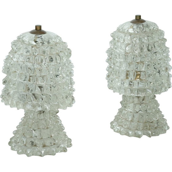 Image 1 of Paar Tischlampen aus Muranoglas für Ercole Barovier, Italien 1940