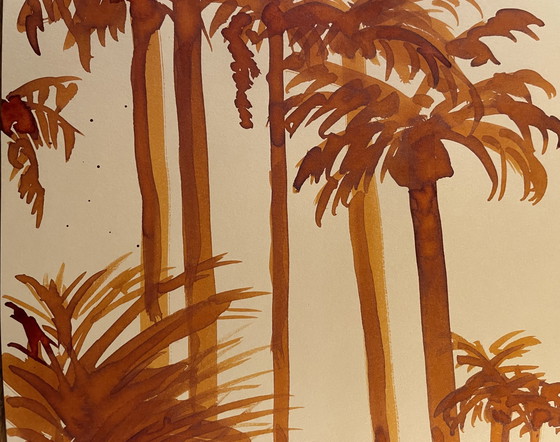 Image 1 of Aquarell Palmen Sonnenaufgang Miami