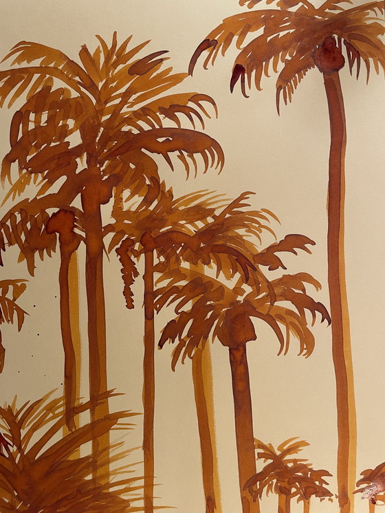 Image 1 of Aquarell Palmen Sonnenaufgang Miami