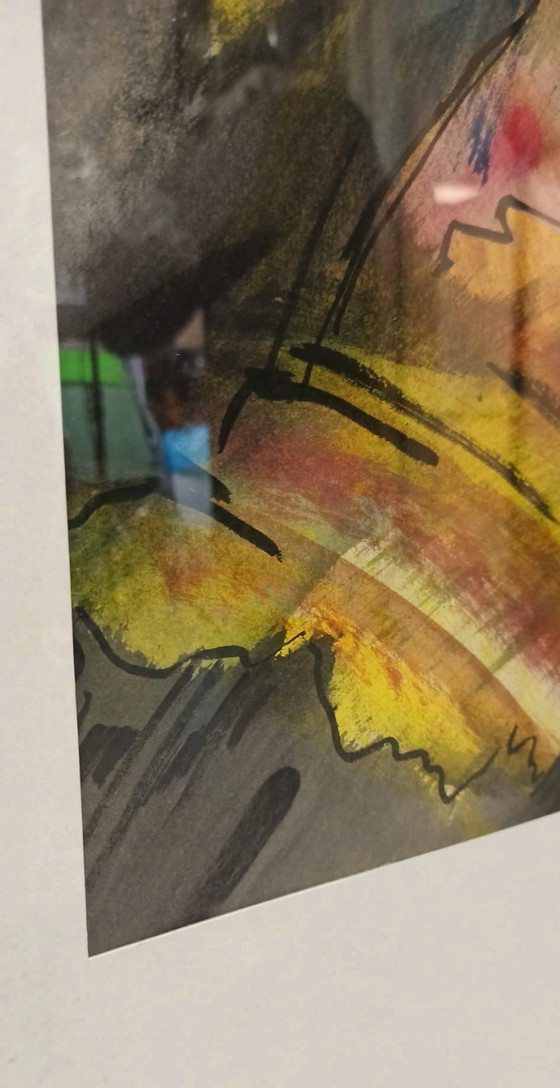 Image 1 of Vintage Origineel Aquarel Schilderij, Ingelijst