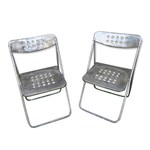 Paar Vintage Metall-Klappstühle 1970