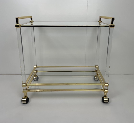 Image 1 of Servierwagen aus Messing und Plexiglas