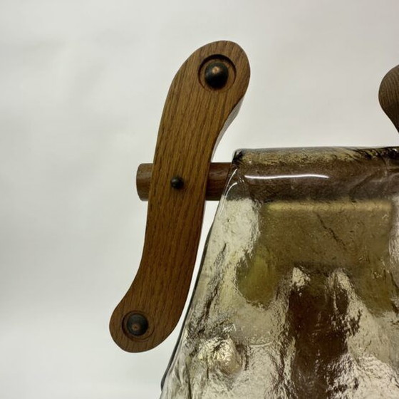 Image 1 of Brutalistische Tischlampe aus massiver Eiche, 1970er Jahre