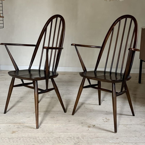 Image 1 of Ein Paar alte Quäker-Stühle aus Teakholz von Lucian Ercolani für Ercol