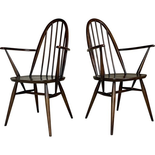 Ein Paar alte Quäker-Stühle aus Teakholz von Lucian Ercolani für Ercol