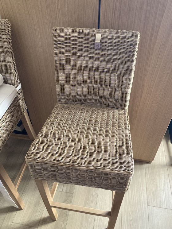 Image 1 of 2X Riviera Maison Rustikaler Rattan Barhocker