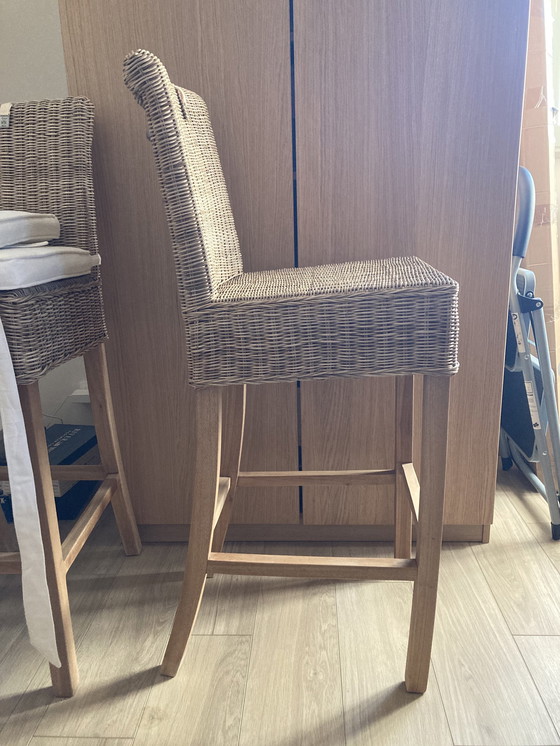 Image 1 of 2X Riviera Maison Rustikaler Rattan Barhocker