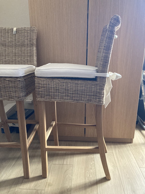 Image 1 of 2X Riviera Maison Rustikaler Rattan Barhocker