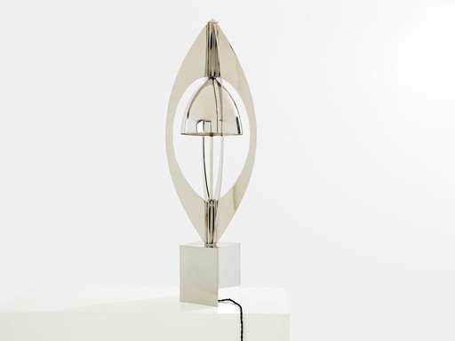 Jacques Charles für Maison Charles Ogive Nickel Metall Lampe 1965
