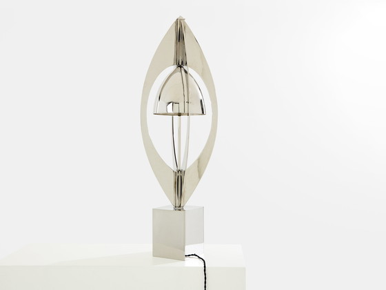 Image 1 of Jacques Charles für Maison Charles Ogive Nickel Metall Lampe 1965
