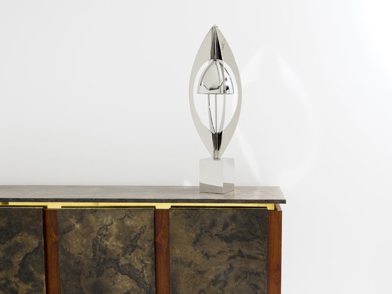 Image 1 of Jacques Charles für Maison Charles Ogive Nickel Metall Lampe 1965