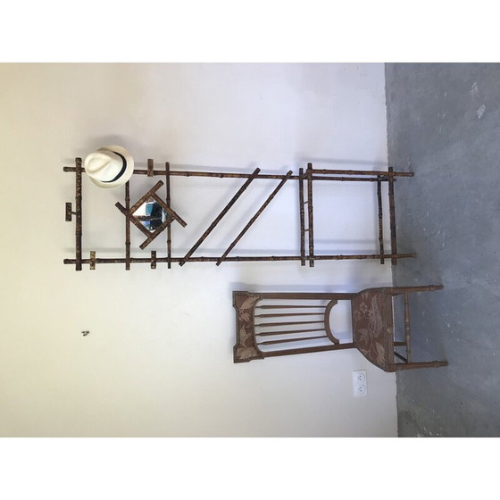 Image 1 of Vintage "Jugendstil" Bambus Garderobe mit Spiegel