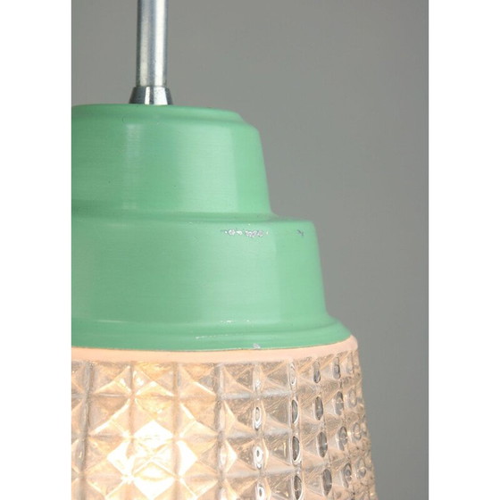 Image 1 of Mid Century Hängeleuchte aus türkisfarbenem Glas, 1960er Jahre