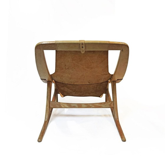 Image 1 of Sessel aus Leder und Eichenholz "Hholmenkollenjren" von Arne Tidemand Ruud für Norcraft, Norwegen