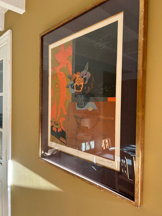 Image 1 of Framed Lithograph Flowers