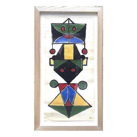 Image 1 of Alte Gouache auf Papier "Totem" von Albert Chubac, 1960-1970