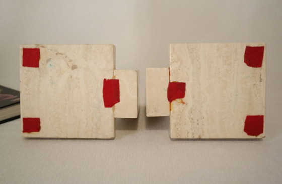 Image 1 of Paar Gewächshaus Bücher Travertin Chinesische Krieger Xx.