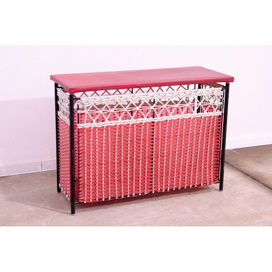 Image 1 of Wäschekorb aus Kunststoff und Kunstleder, Tschechoslowakei 1980