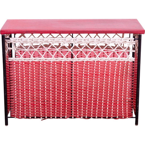 Image 1 of Wäschekorb aus Kunststoff und Kunstleder, Tschechoslowakei 1980