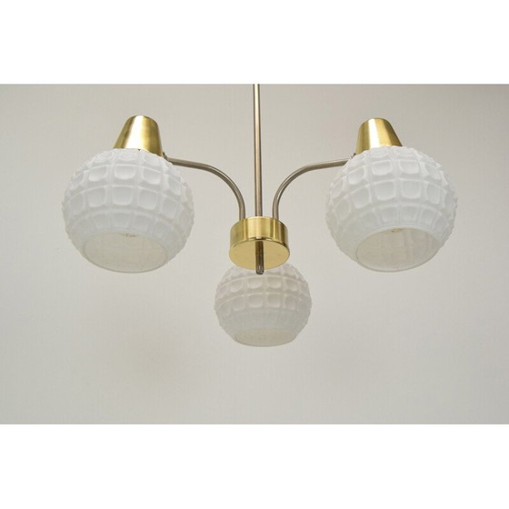 Image 1 of Vintage-Kronleuchter aus Glas und Messing von Kamenicky Senov, Tschechoslowakei 1960