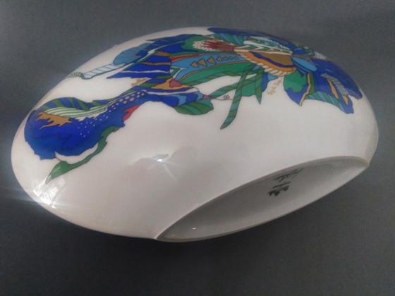 Image 1 of Lino Sabattini Rosenthal Postmoderne/Pop-Art 'Tasca' Vase mit Brigitte Doege Dekoration, 1980'S