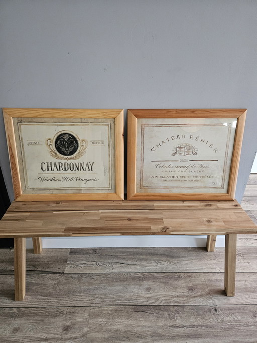 2X Gemälde Chardonnay und Chalet