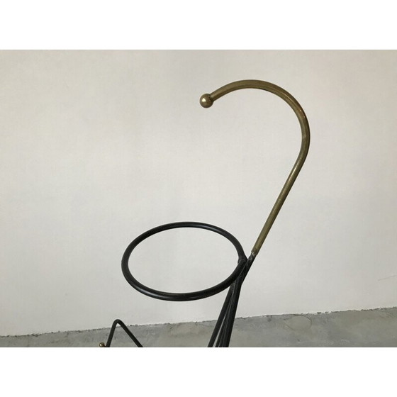 Image 1 of Vintage-Zeitschriftenständer aus schwarz lackiertem Metall und Messing, Frankreich 1950