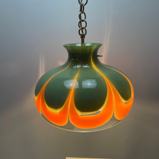 Image 1 of Seltene Glas-Pendelleuchte von Kaiser Leuchten 1970
