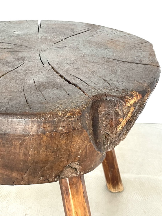 Image 1 of Großer Brutalist Beistelltisch oder Couchtisch aus massiver Eiche 