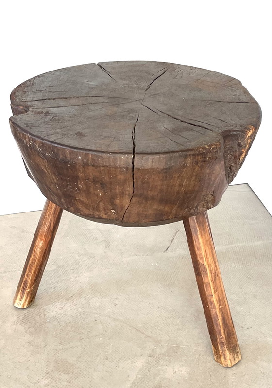 Image 1 of Großer Brutalist Beistelltisch oder Couchtisch aus massiver Eiche 