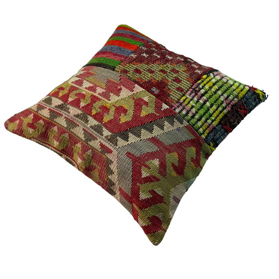 Image 1 of Vintage Türkisch Kilim Patchwork Kissenbezug 45 x 45 cm