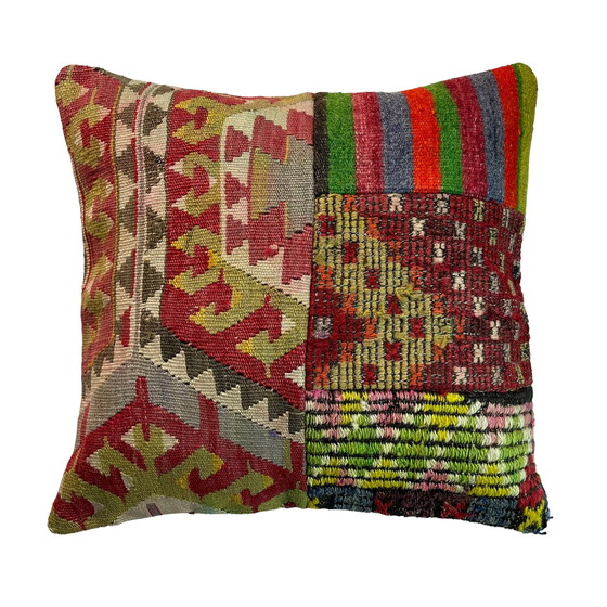 Image 1 of Vintage Türkisch Kilim Patchwork Kissenbezug 45 x 45 cm