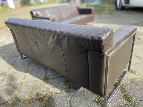 Image 1 of Montel Sofa Set 2 Halbsitzer Leder Choco Braun