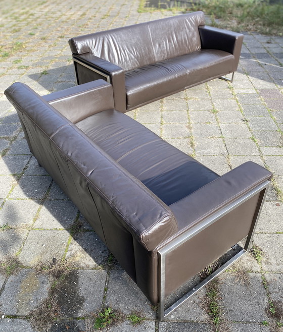 Image 1 of Montel Sofa Set 2 Halbsitzer Leder Choco Braun