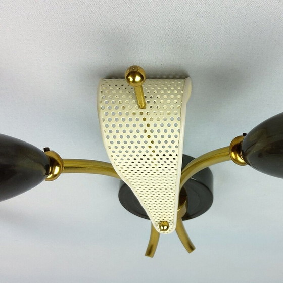 Image 1 of Paar durchbrochene Metallleuchten in weißem Lack von Kobis und Lorence, 1950