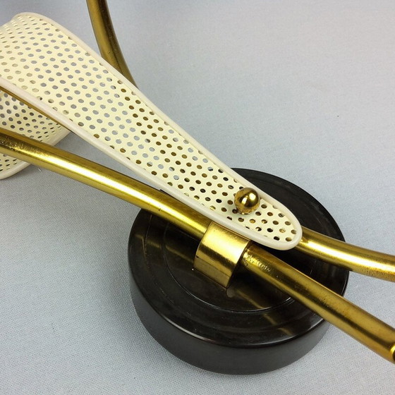 Image 1 of Paar durchbrochene Metallleuchten in weißem Lack von Kobis und Lorence, 1950