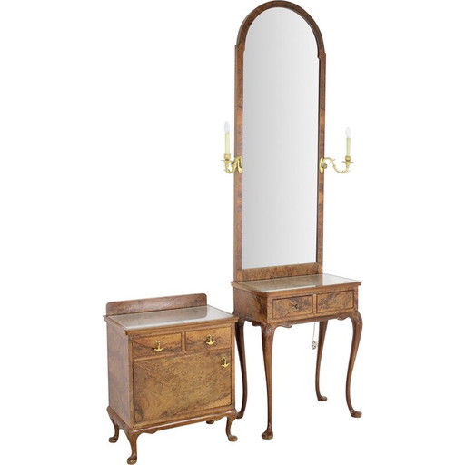 Vintage Schminktisch mit Schrank, Tschechoslowakei 1920