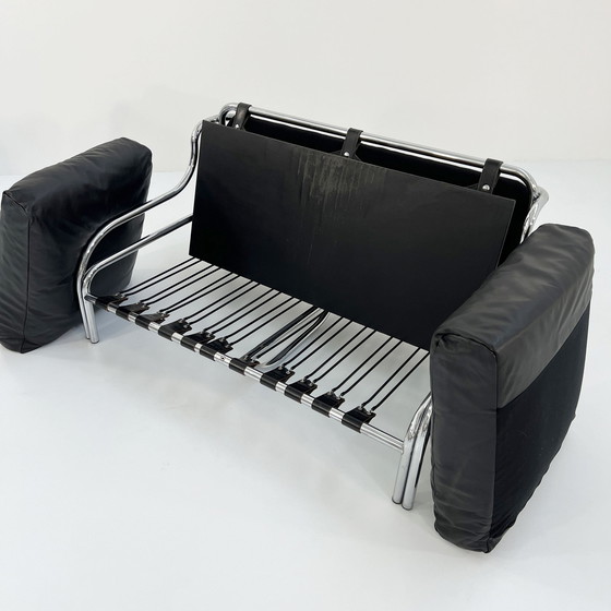 Image 1 of Leder Stringa 2-Sitzer Sofa von Gae Aulenti für Poltronova, 1960er Jahre