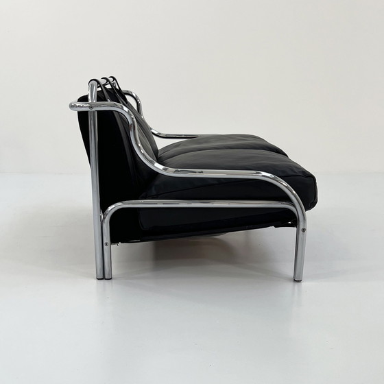 Image 1 of Leder Stringa 2-Sitzer Sofa von Gae Aulenti für Poltronova, 1960er Jahre