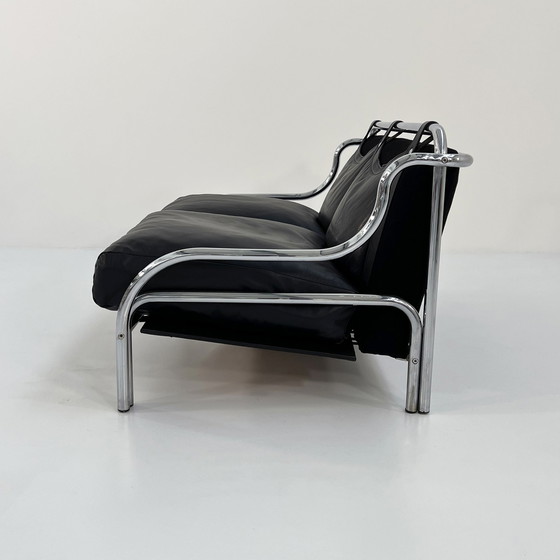 Image 1 of Leder Stringa 2-Sitzer Sofa von Gae Aulenti für Poltronova, 1960er Jahre