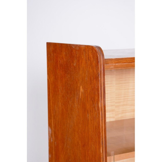 Image 1 of Vintage Bücherregal aus Eichenholz und Glastüren, Tschechoslowakei 1950