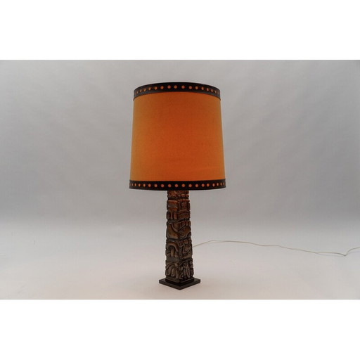 Vintage Totem Maya Tischlampe aus handgeschnitztem Holz für Temde, Honduras 1960